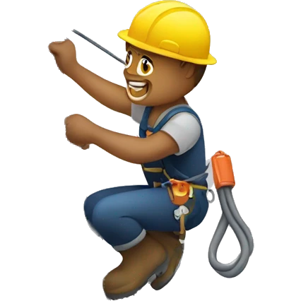 a lineman working on a power line emoji