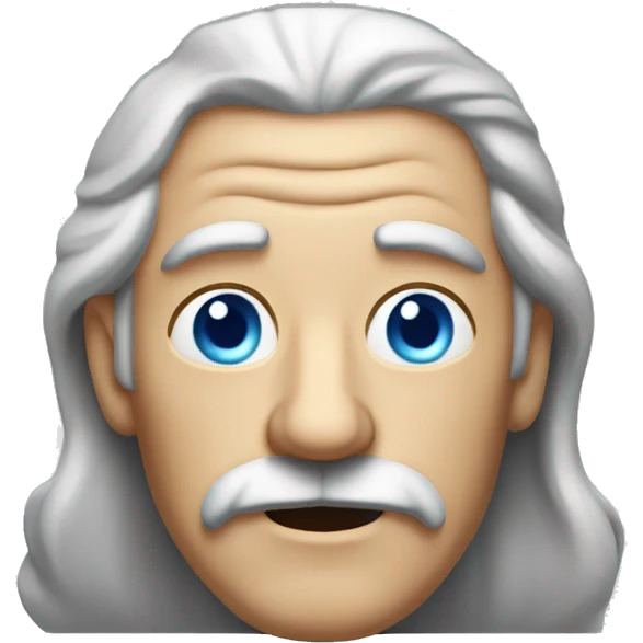 old man with blue eyes with long mustache and full head of hair emoji