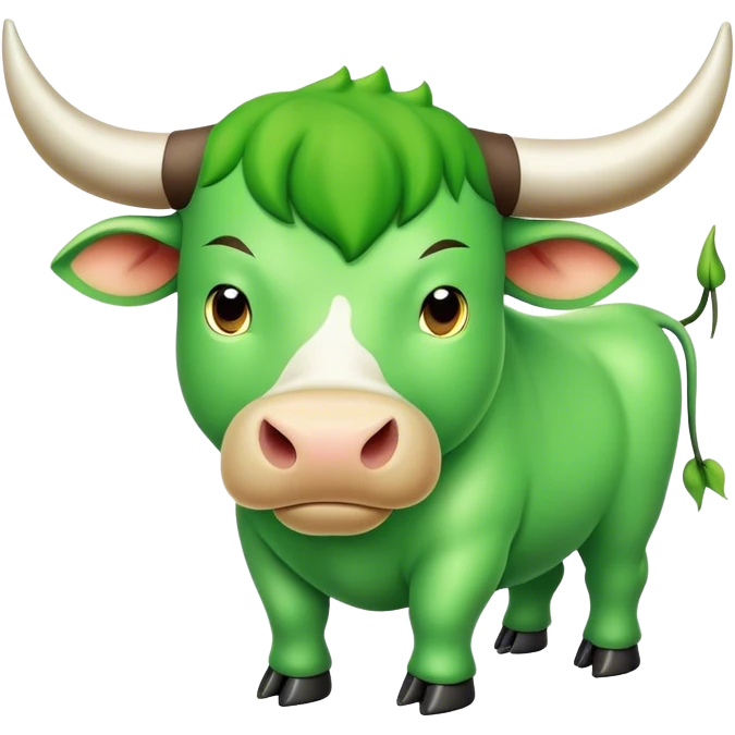 Green bull with bullish trend chart emoji