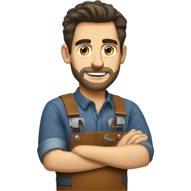 Woodworker with miter saw caucasian dark hair emoji