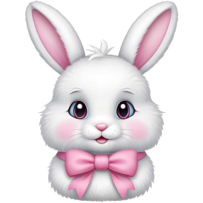 cute white easter bunny with pink bow emoji