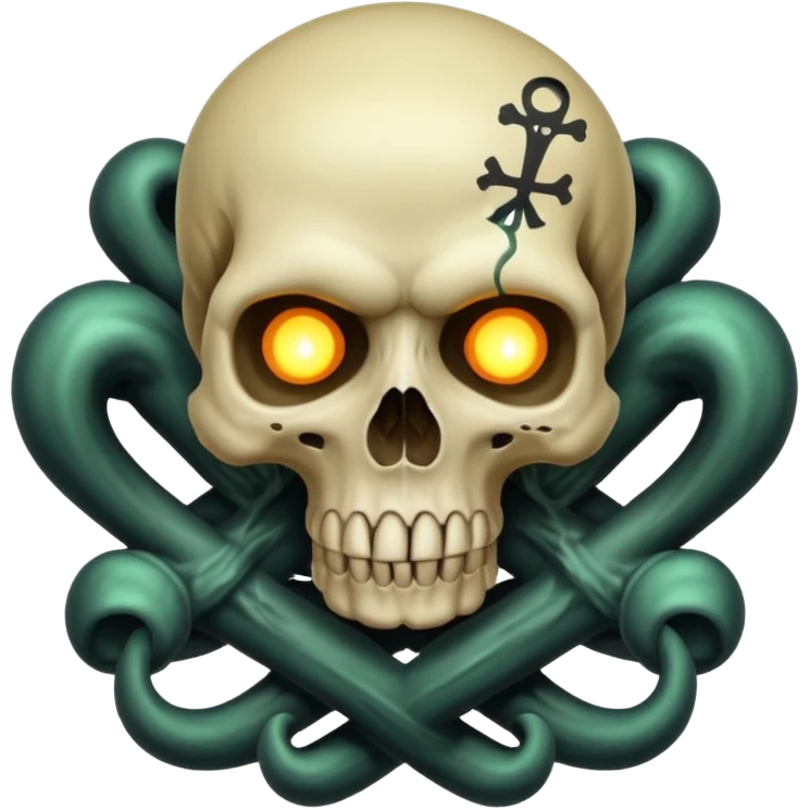 
a poisonous cloud of gas, dark swamp color, with an image of a skull and two crossed bones behind the skull emoji