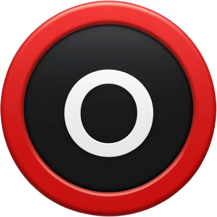 Círculo totalmente negro, adentro del círculo un símbolo de encendido y apagado en color blanco a un lado del símbolo la letra N el color rojo emoji