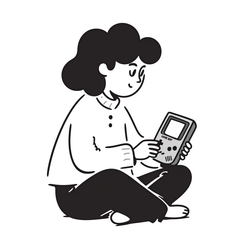 A person plays with the gameboy emoji