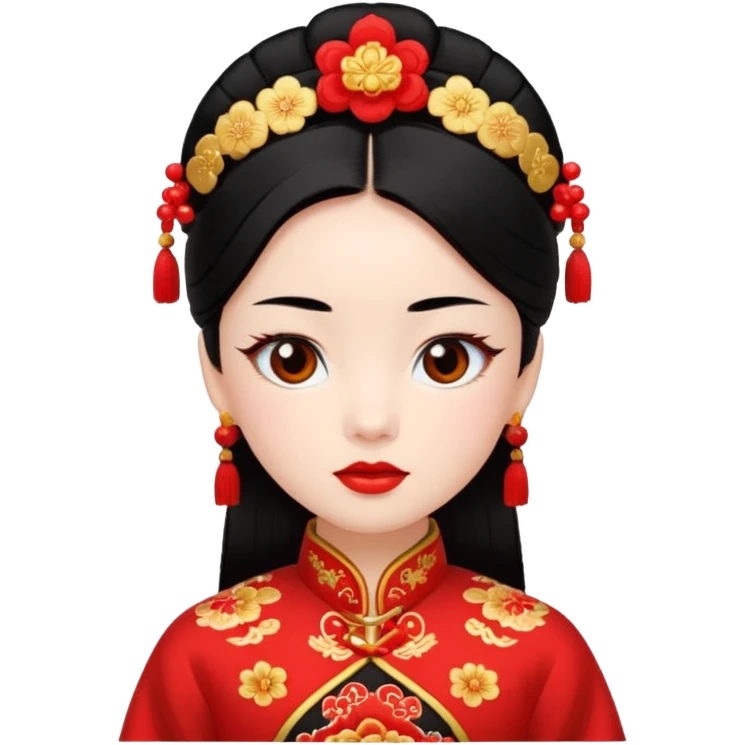 emoticon coqueto con disfraz chino emoji