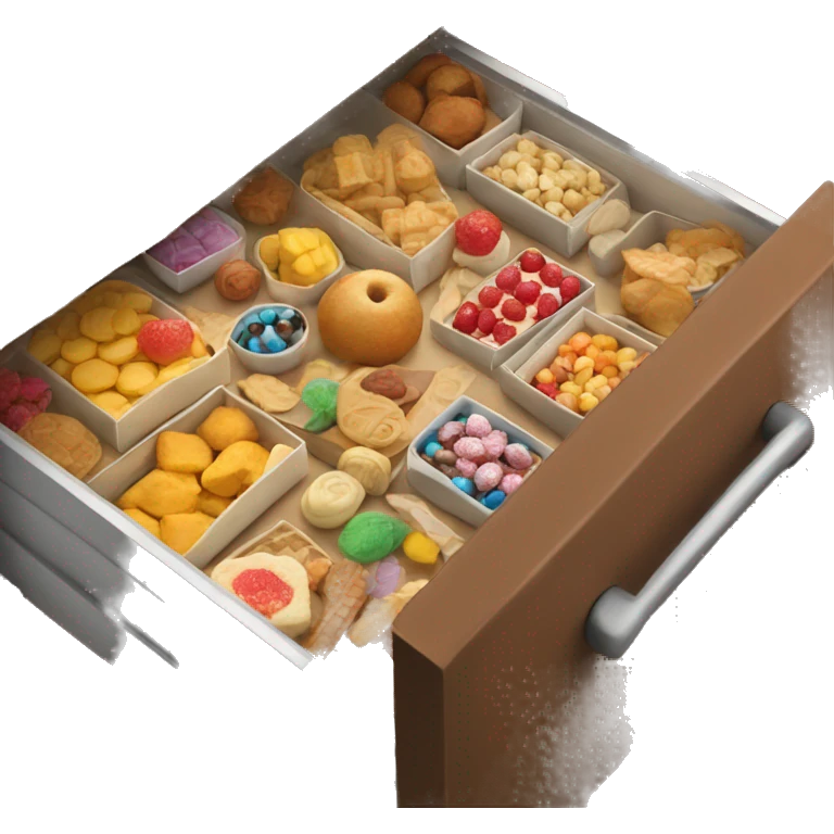 drawer with sweet snacks emoji