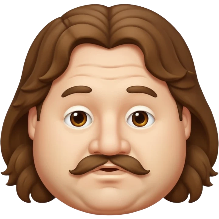 chubby man with brown wavy long hair and a big nose emoji