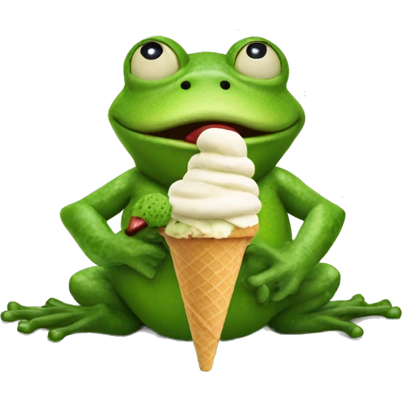Giant frog eating icecream emoji