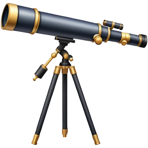 An icon featuring a telescope, stars, and a planet, symbolizing astronomy. The design includes a crescent moon, distant galaxies, and constellations, representing the study of space and celestial bodies. Transparent background highlights the exploration of the universe and cosmic phenomena. emoji