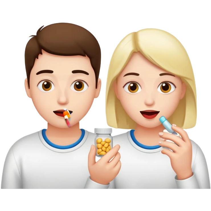 Two friends eating pills emoji