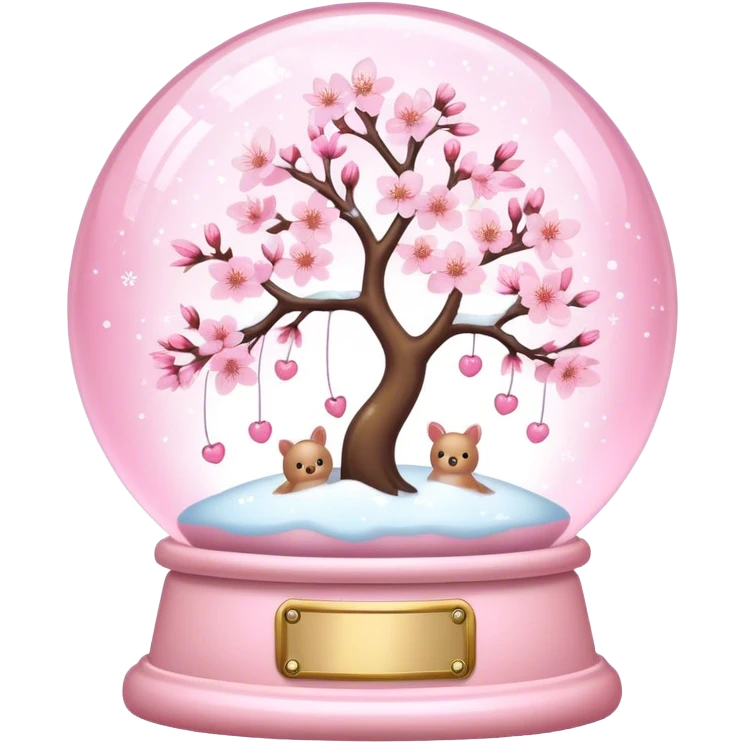 Pastel pink snow globe，Cherry blossom emoji
