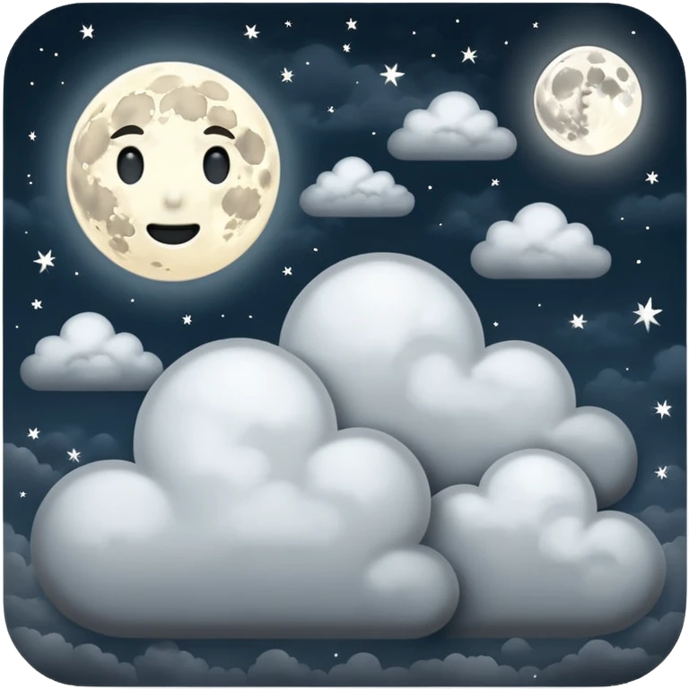 dark sky with clouds and the moon emoji