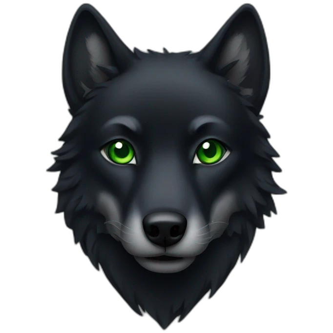 Black wolf with green eyes emoji