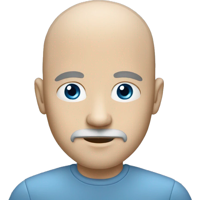 A bald white man with gray goatee blue eyes emoji