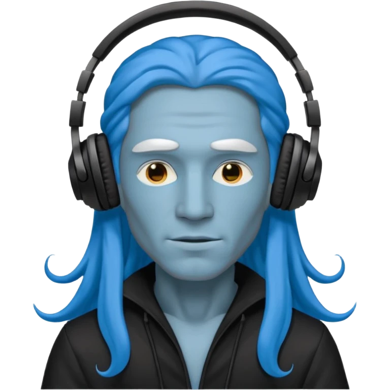 blue long haired man with headphone and black costumes  emoji
