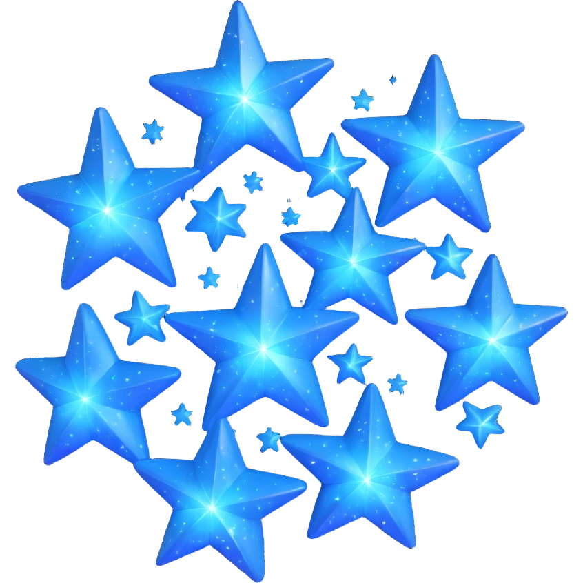 shiny blue cluster of stars and sparkles, glowing and magical emoji