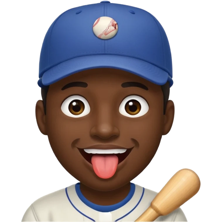 Negro con gorra de béisbol sacando la lengua emoji