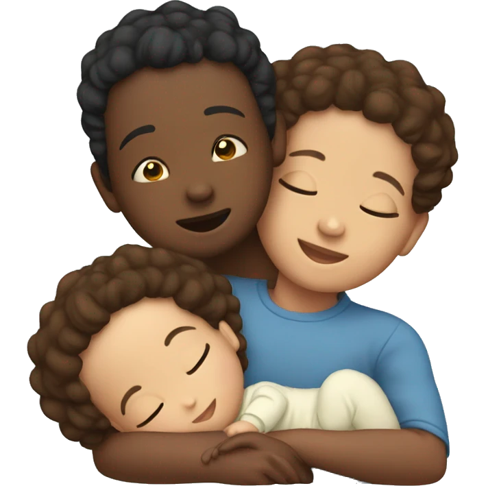 3 kids and a baby sleeping emoji