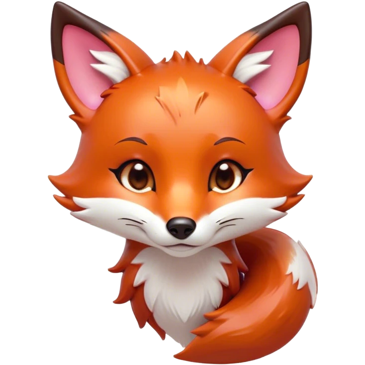Cinematic Cute Fox Portrait Emoji, Head tilted playfully and inquisitively, featuring a glossy red Fur with delicate white accents and perky ears, round, sparkling amber eyes filled with mischievous curiosity, Simplified yet irresistibly adorable features, highly detailed, glowing with a warm, friendly glow, high shine, affectionate and lively, stylized with a touch of woodland whimsy, bright and endearing, soft glowing outline, capturing the essence of a mischievous yet loving fox, so playful it feels like it could dart out of the screen and into your arms! emoji