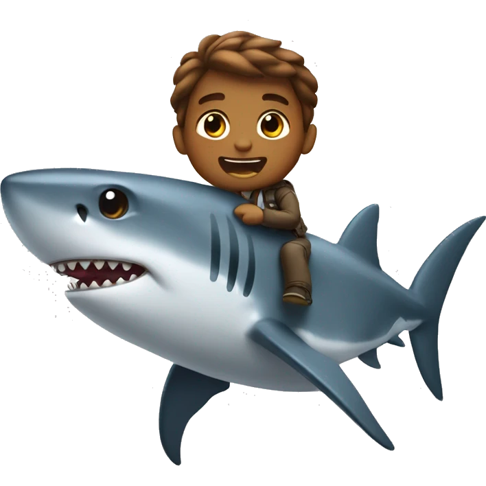 shark riding with brown hair emoji