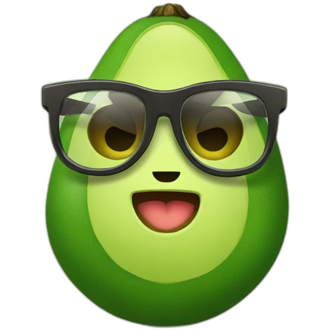 Cute gamer avocado with glasses emoji