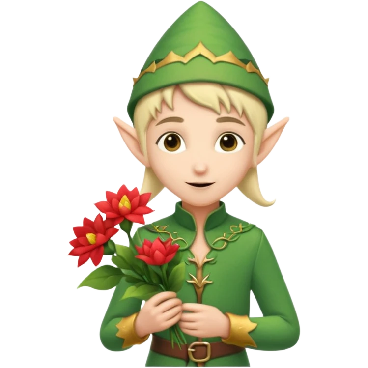 elf woth flower boque emoji