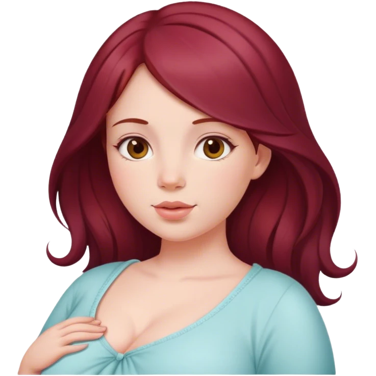 Beautiful burgundy haired pregnant girl emoji