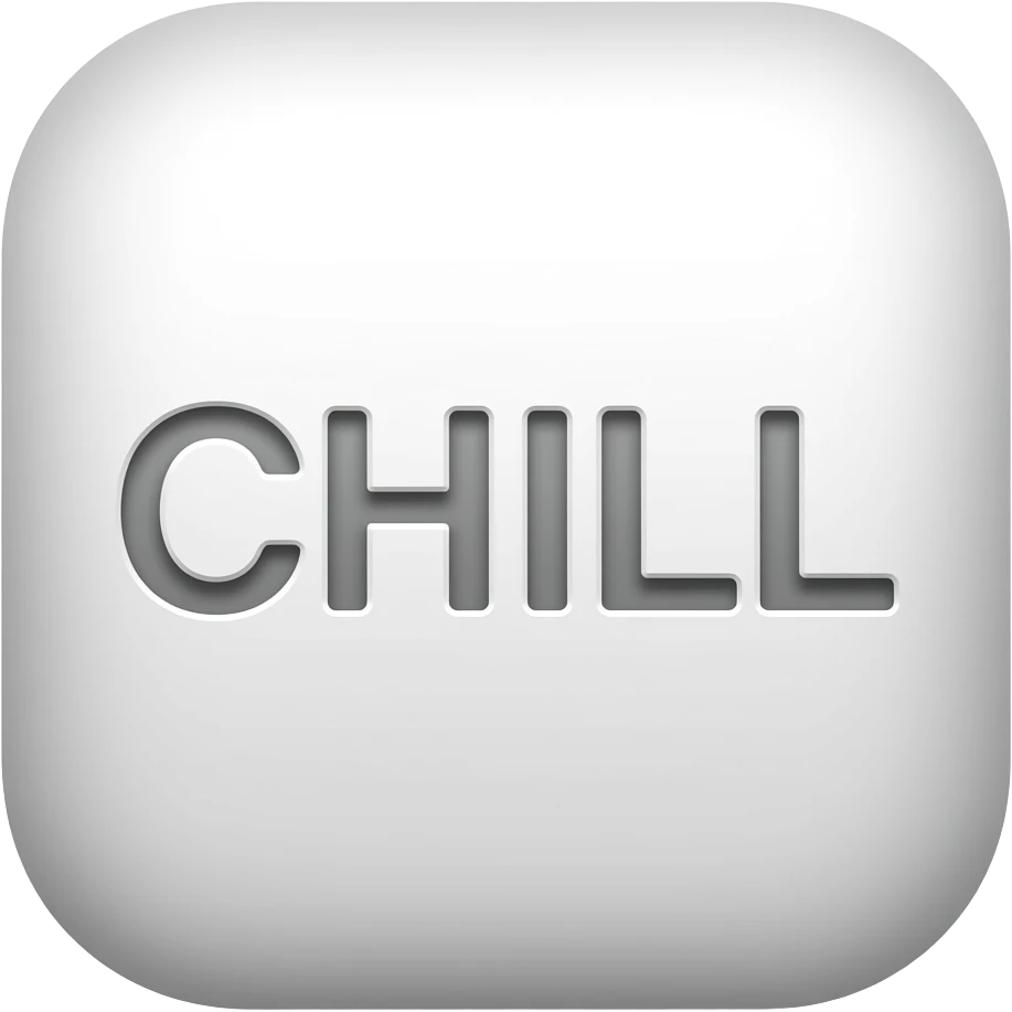 realistic 3D icon for CHILL, minimal square cards, centered object, soft shadow, white background, subtle gradient, premium mobile UI design emoji