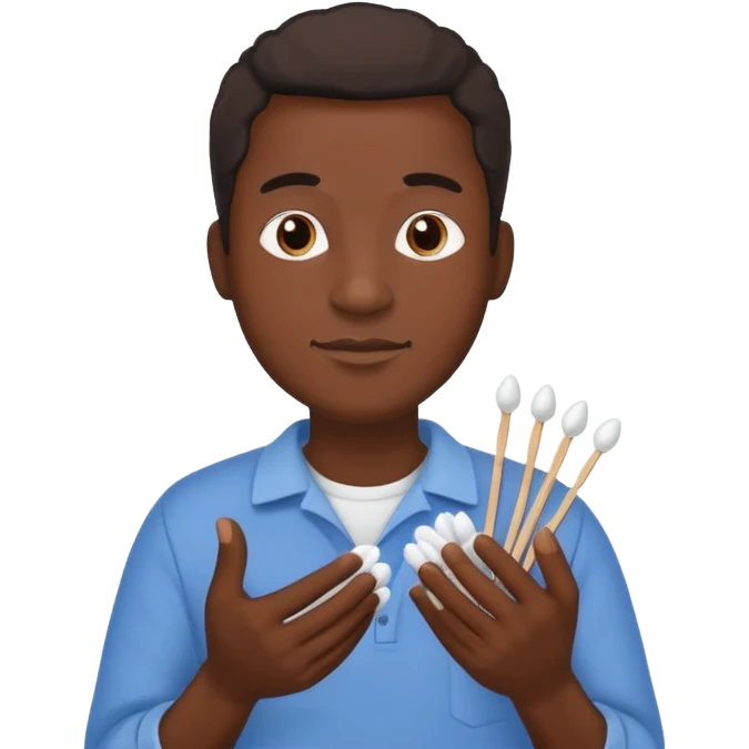 Black man holding cotton buds in cupped hands emoji