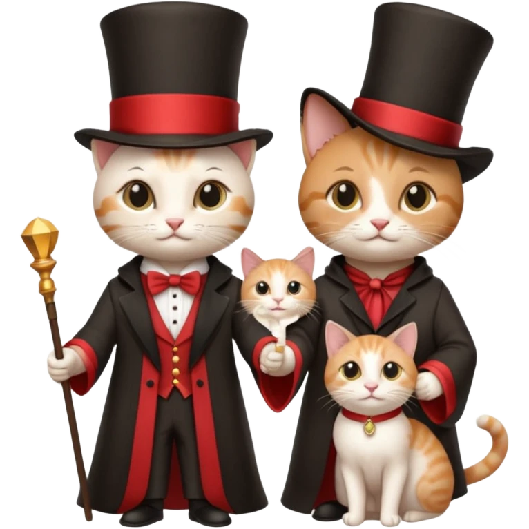 magician couple and their pet cat emoji