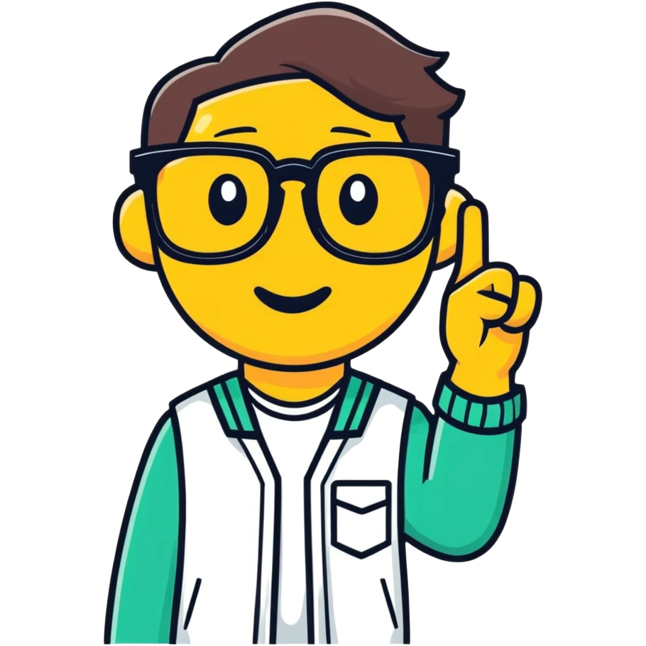 The nerd emojy on apple, with a hand pointing upwards on his right side, and a text writing “wat da sigma👆🤓 emoji