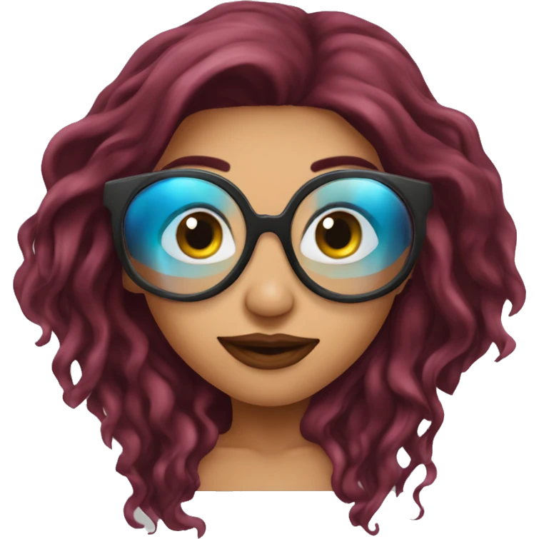 Beautiful tattooed  burgundy long haired woman swimming in a pool emoji