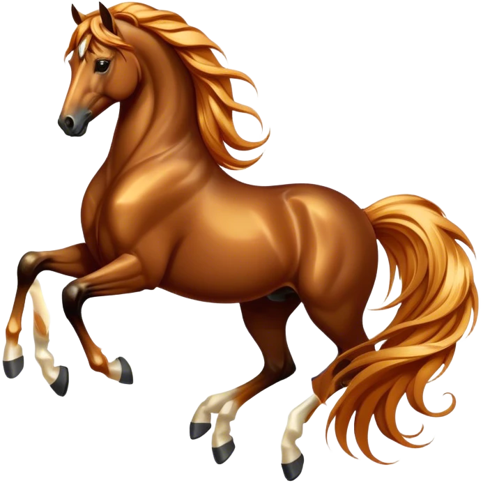 Cinematic Elegant Bay Horse Portrait Emoji, Head held high with a serene, majestic gaze, showcasing a magnificent bay fur with a rich, lustrous sheen, a flowing mane and tail, and radiant amber eyes that exude beauty and grace, Simplified yet majestically refined features, highly detailed, glowing with a soft, ethereal light, high shine, poised and breathtaking, stylized with an air of pure elegance, capturing the essence of a stunning and graceful steed, so beautiful it feels like it could gallop out of the screen with effortless charm! emoji
