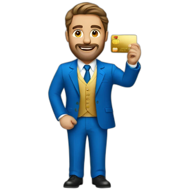 Posh-man-with-blue-suit-holding-gold-credit-card emoji