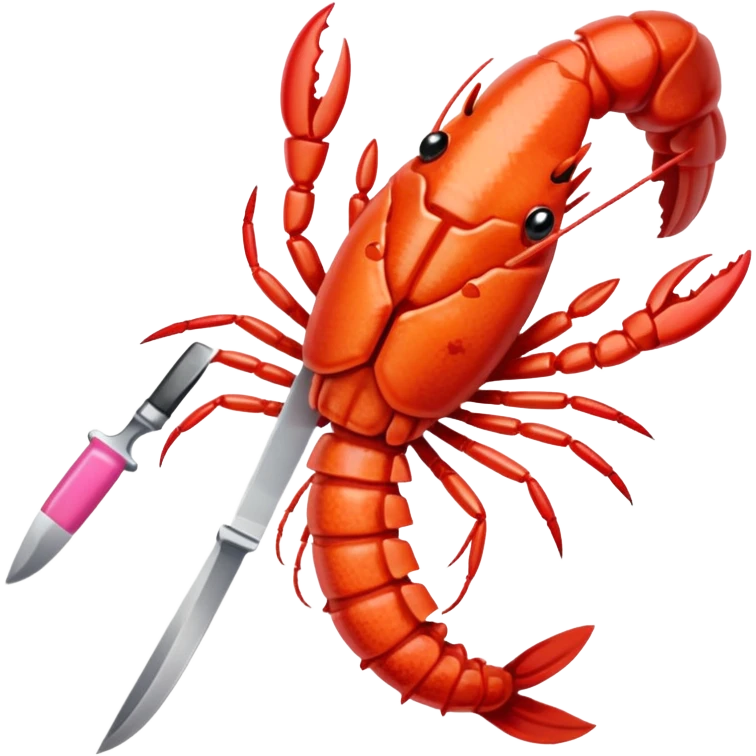 a knife with a pink ribbcrayfish broilon bow emoji