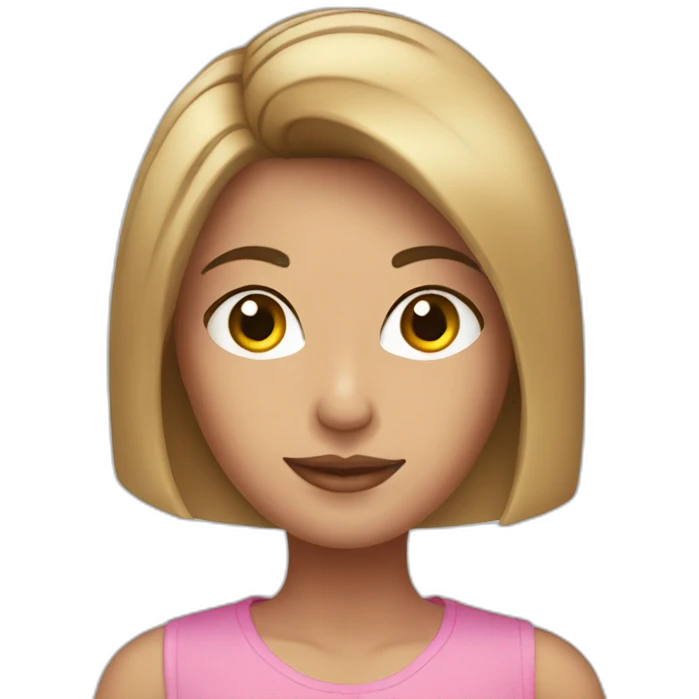 beautiful brunette with a bob in a pink top emoji