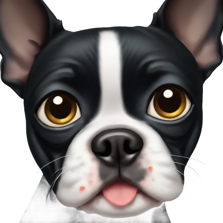 black Boston terrier with tears in his eyes emoji