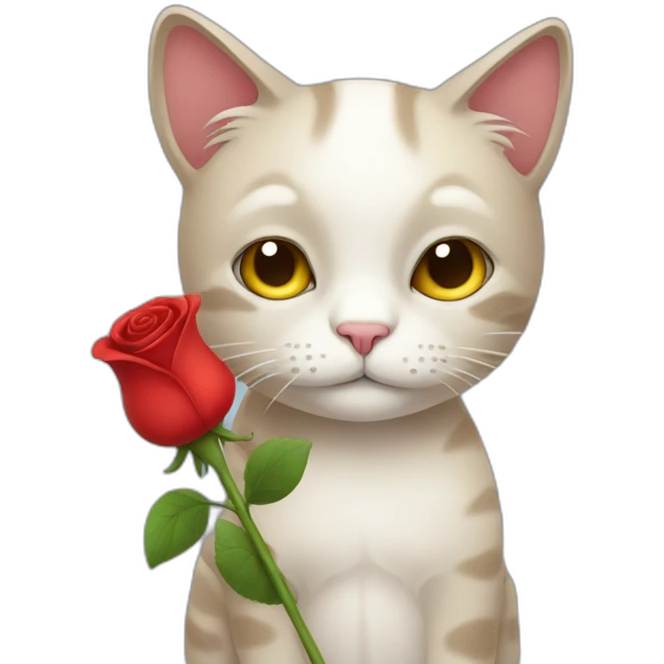 sad cat holding a rose emoji
