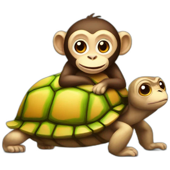 Monkey on turtle emoji