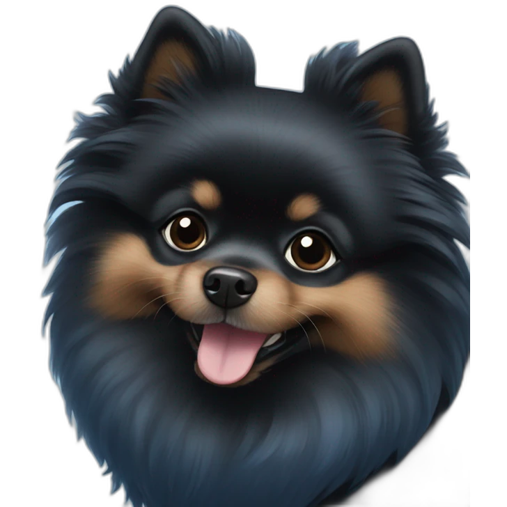 black pomeranian wearing blue dress emoji