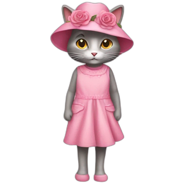 un chat avec une robe rose emoji