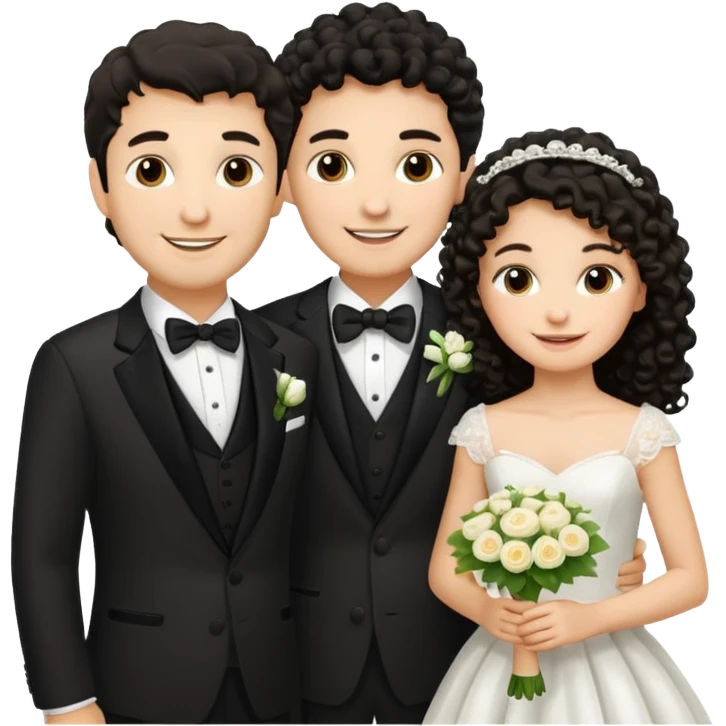 Familia : Novio pelo oscuro, Novia pelo rizado oscuro, hija mayor pelo mono , hija menor pelo oscuro. emoji