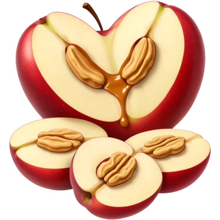 apple slices with peanut butter emoji