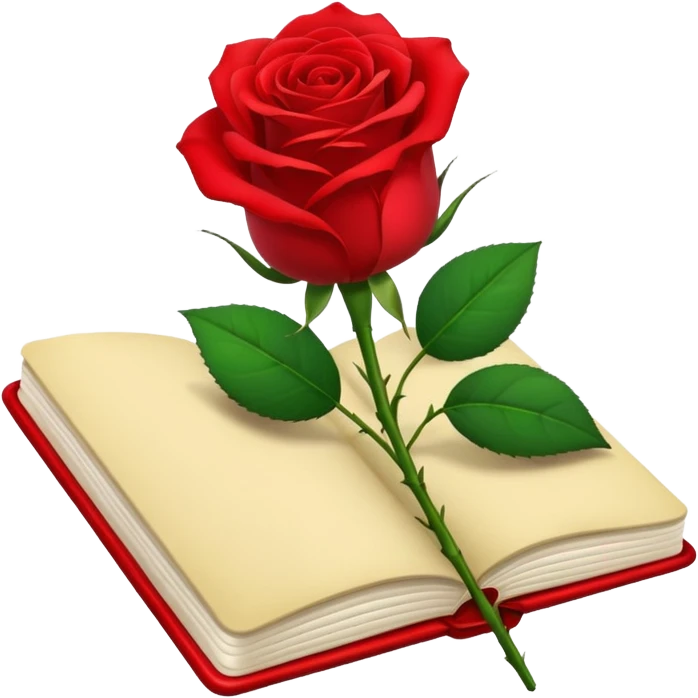 notebook  and rose emoji