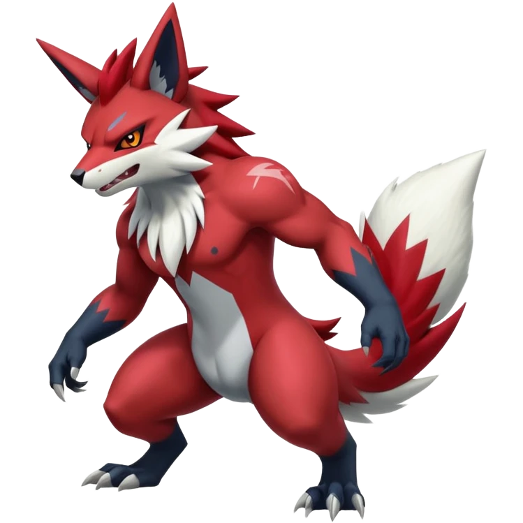 Shiny Epic Handsome Badass Zoroark-Zangoose-Zeraora-hybrid (Full body) emoji