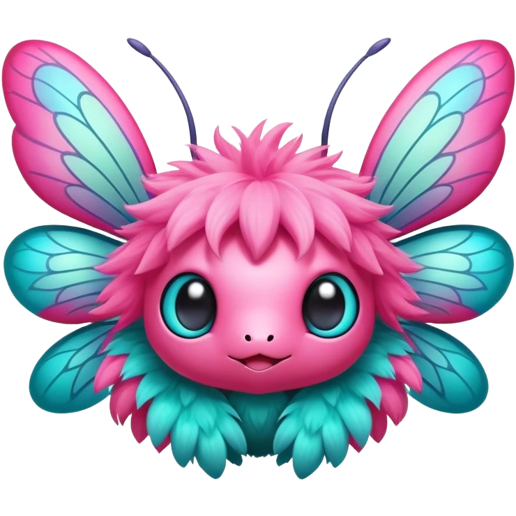 Elemental animesque cute chibi bug-flying-type magical colorful exotic animesque Pokémon-Fakémon-animal-creature with big adorable anime eyes emoji