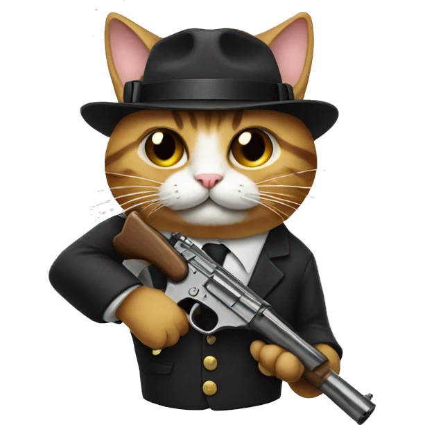 cat with mustache and gun emoji