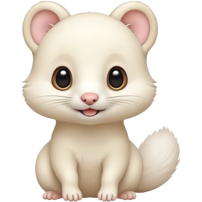 White cute Kawaii adorable ermine-weasel-hybrid emoji