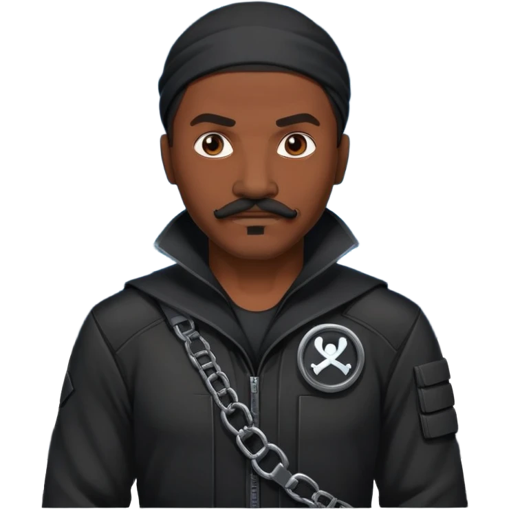 african-american mustache mercenary black asymmetrical ninja hacker terminal command center emoji