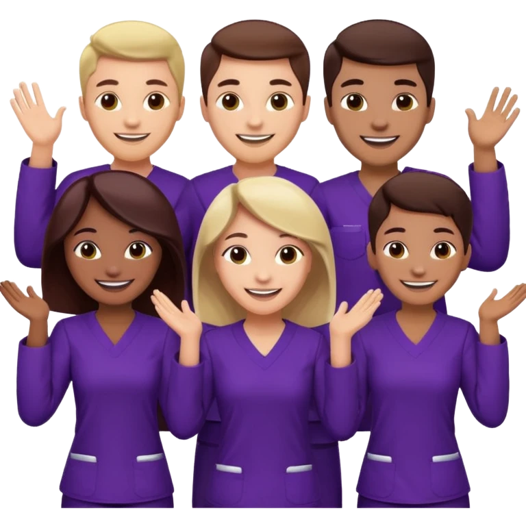 Create Happy & celebrating team faces for a hospital with a newborn saved with dress color as dark maroom-voilet emoji